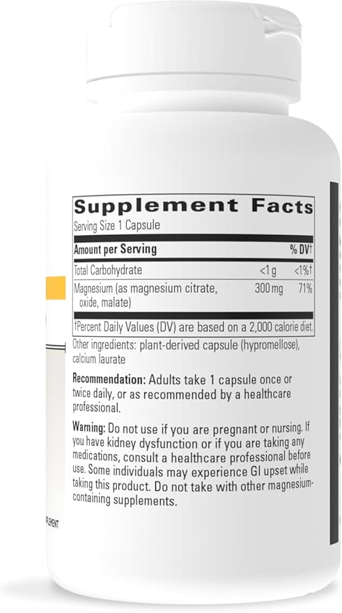 Integrative Therapeutics Tri-Magnesium - Supports Cellular Energy & Energy Metabolism* - Magnesium Supplement for Heart & Nerve Health Support* - Dairy-Free & Gluten-Free - 90 Capsules (90 Servings)