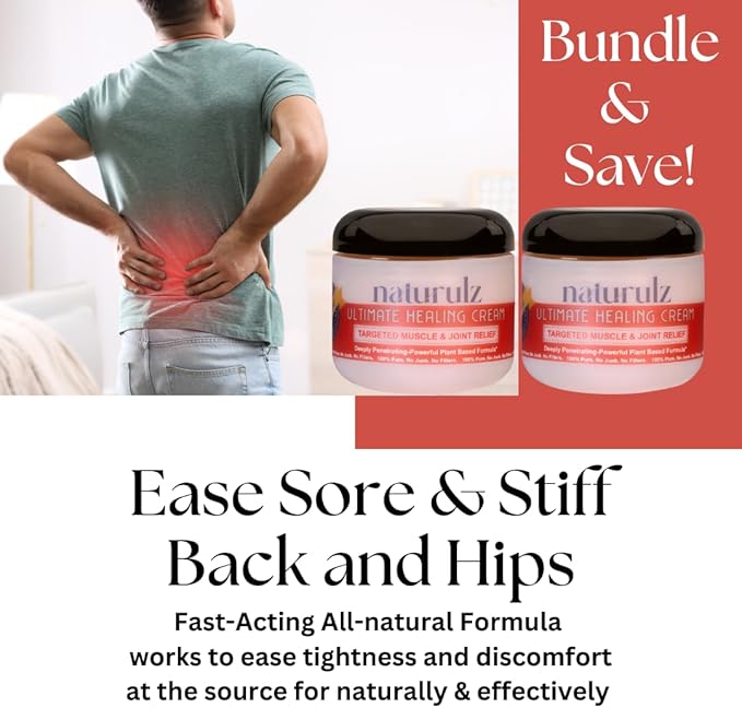 Naturulz Ultimate Healing Cream 4oz Bundle & Save – Plant-Based Topical for Daily Relief of Soreness, Stiffness & Discomfort in Back, Shoulder, Knee, Neck & Foot, Lightweight, Clean Ingredients