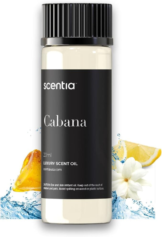 Hotel Diffuser Oil Inspired by 5-Star Hotel Scent - 20 mL 0.67 fl oz - Fragrance Oil Blend Botanical Jasmine, Bergamot & Fresh Marine Notes for Aromatherapy Diffusers - Cabana
