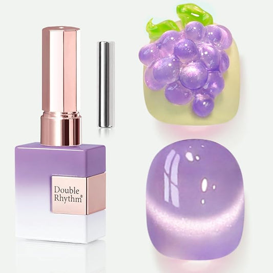 Double Rhythm 0.5 OZ Cat Eye Gel Polish with Magnet 15ML Holographic Glitter Shimmer Translucent Jelly Color Magnetic Nail Polish Salon DIY at Home (Lavender-MC1210)