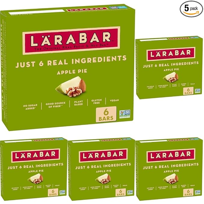 Larabar Apple Pie, Gluten Free Vegan Fruit & Nut Bars, 1.6 oz bars, 6 ct (Pack of 5)