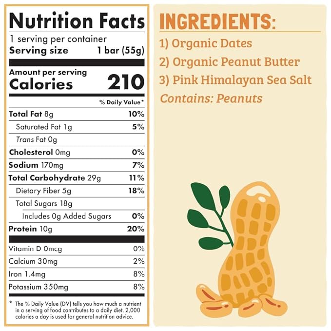 Skout Organic Plant-Based Protein Bars Peanut Butter (12 Pack) – 10g Protein – Vegan Protein Bars – Only 3 Ingredients – Easy Snack – Gluten, Dairy & Soy Free