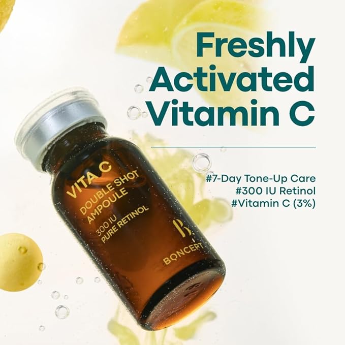 VITA C Capsule Double Shot Ampoule Kit-Korean VitaC Retinol Facial Serum for Dark Spots Uneven Skin Tone, K-beauty Skin Care, 10ml, 0.33 fl. oz.