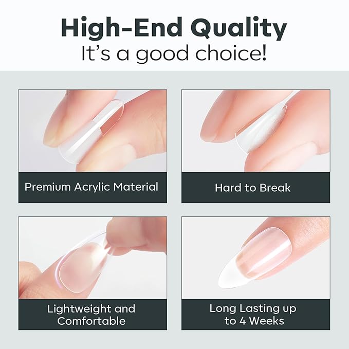 modelones Extra Short Square Nail Tips, Pre-shaped Soft Gel Tips Fake Nails False Acrylic Clear Full Cover Press on Extension Kit Gel Manicure DIY at Home 216PCS 12Sizes