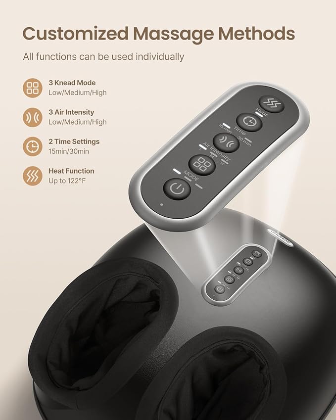 RENPHO Foot Massager with Heat [2025 Upgraded], Shiatsu Foot Massager for Plantar Fasciitis Relief, Feet Massager Neuropathy Pain Relief, Fits up to Size 12 Feet, Birthday Gifts for Women Men