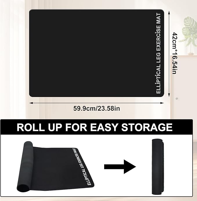 Leg Exerciser Machine Mat, Non-Slip Workout Mat for Under Desk Ellipticals, Ellipse Machine Non-Slip Mat, Workout Equipment Mat Floor Protection, Improves Machine Stability & Protects The Floor