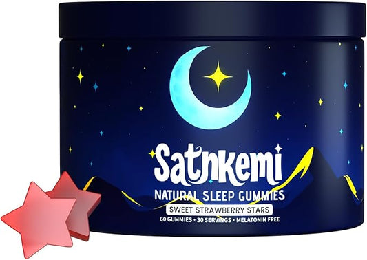 Sleep Gummies for Adults, Melatonin-Free Natural Sleep Aid with Valerian Root, L-Theanine, Magnesium & Passionflower, Star-Shaped Strawberry Gummies,Non-GMO, Gluten-Free Supplement, 60 Count