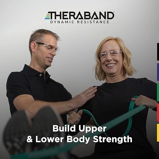 THERABAND High Resistance Bands, Set of 2 Elastic Super Bands for Improving Flexibility, Injury Rehab, & Full Body Workouts, Stretch Bands for Lifting, 1 Light & 1 Medium Band, Multi