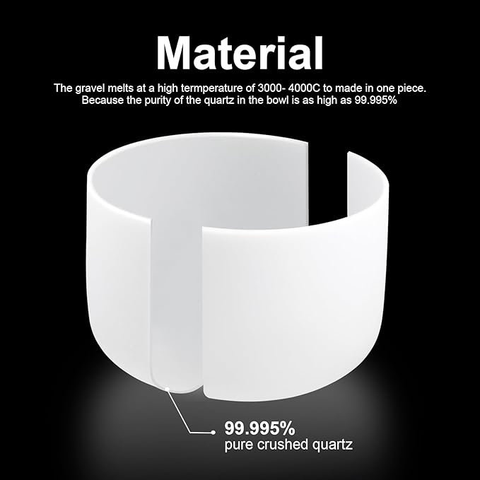 Singing Bowls 432hz C Note 8-Inch Crystal Singing Bowl With A Free Mallet And O-Ring For Sound Healing, Meditation, Yoga, and Sound Baths