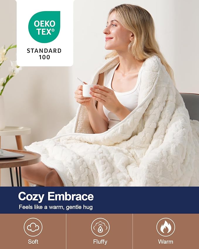 Super Fuzzy Soft Sherpa Fleece Weighted Blanket, 20 lbs Dual Sided Fluffy Heavy Weighted Blankets for Adults - No Bunching with Double Layers of Soft Inner Lining (60"x 80", 20 Pounds)