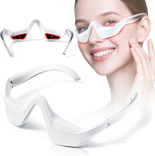 Under-Eye Therapy Device, RedLight Therapy Glasses for Eyes Bags Dark Circles Puffiness, Massager for Relieving Eye Fatigue with 3 Modes