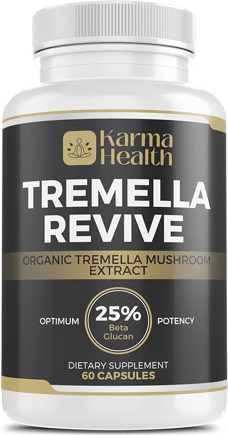 Tremella Mushroom Powder Capsules - Compressed White Snow Fungus Mushroom Powder Supplement - 25% Beta Glucan Content, Vegan & GMO Free. Snow Fungus Organic Supplement