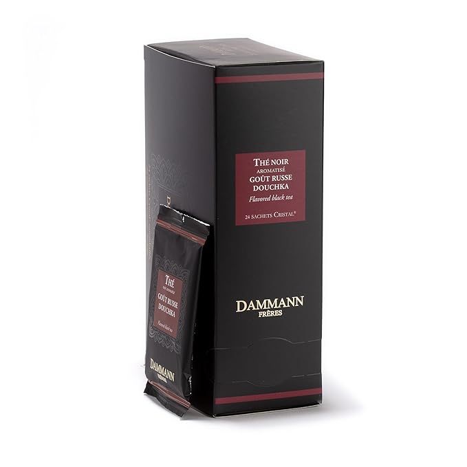 Dammann Freres Satchets, Gout Russe Douchka Tea Bags, Premium Gorumet French Black Tea, Blend Bergamot, Lemon, Orange Flavors, Individually Wrapped, 24 Count (Single Pack)