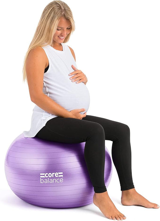 Core Balance Pregnancy Ball with Air Pump - Ideal for Prenatal Yoga, Pilates, and Maternity Exercises, Doubles as Office Chair, Stability and Balance Training, Physical Therapy Equipment (22-33")