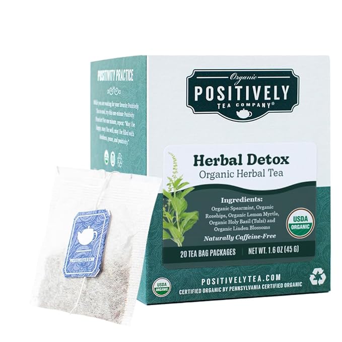 Organic Positively Tea Company, Herbal Detox Tea Bags, 20 Count