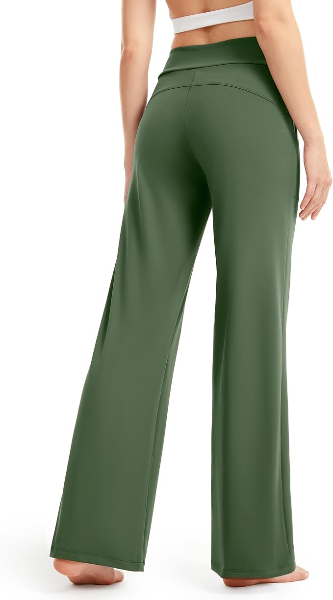 AFITNE Womens Wide Leg Yoga Pants with Pockets High Waist Stretch Dress Casual Pants Loose Lounge Sweatpants 28"/30"/32"