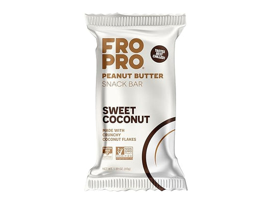 FROPRO Plant Protein Snack Bars - Plant Based Protein Bars, All-Natural, Gluten, Dairy, & Soy Free, High Protein Bars with Low Calories | Coconut, 12 Pack