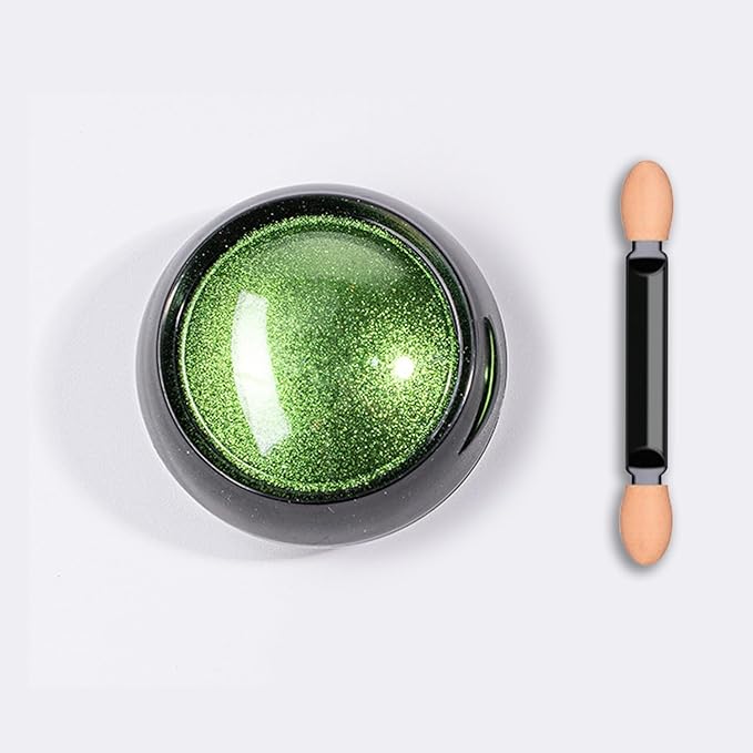 Holographic Mirror Green Chrome Nail Powder Effect Pure Metallic Dust Sequins UV Green Gel Nail Chrome Powder for Nails Art Decoration