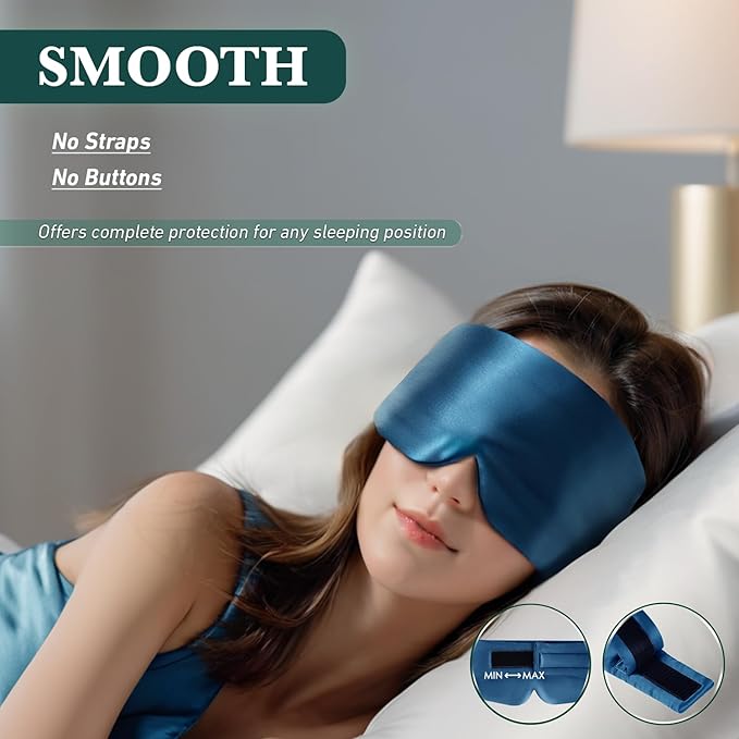 Joyhabit Silk Sleep Mask for Women and Men, Ocean Teal, Luxurious Comfort for Relaxation & Beauty Sleep, Ultra Soft & Breathable, Protects Hair & Skin