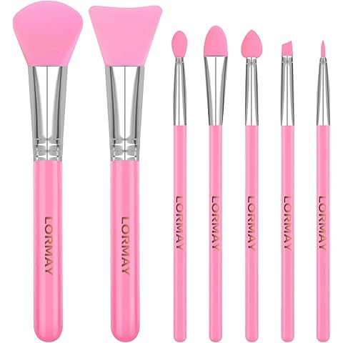 7 Pcs Silicone Applicator Brush Resin Silicone Makeup Applicator Lip Application Tool Cover Pink Epoxy Brush Lip Brushes Face Jelly Brushes Eye Cream Tool for UV Epoxy Art Crafting and Cream
