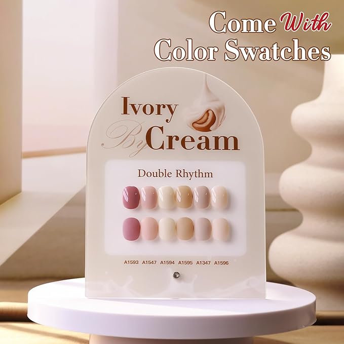 Double Rhythm 6 Pcs 15 ML Gel Polish Set Same Color Same Bottle Soak Off Gel Polish Kit Nail Art Manicure Salon DIY at Home for Women (Light Dark Nude Beige Cream Pink-T6-18)