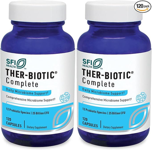 Klaire Labs SFI Health Ther-Biotic Complete - Hypoallergenic Probiotics for Women & Men - Acid-Stable Probiotic Supplement - 12 Species for Immune & Digestive Health - 25 Billion CFU (2 Pack)