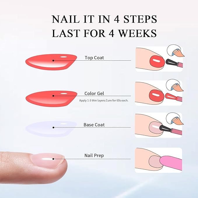 10ml Hema Free Gel Nail Polish Set, 6 Colors Transparent Jelly Gel Polish Kit Sheer Pink Nude Pink Coral Gift for Women at Home DIY and Salon