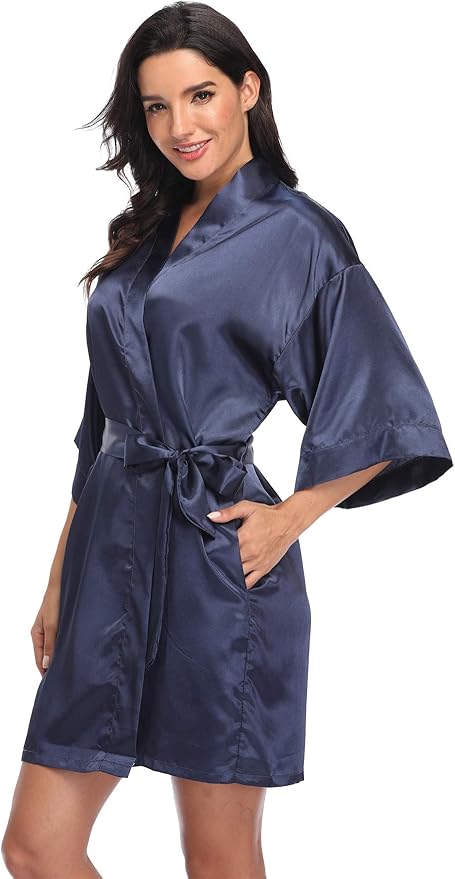 Women's Pure Short Silky Robes Bridesmaid Bride Party Satin Robes Sleepwear