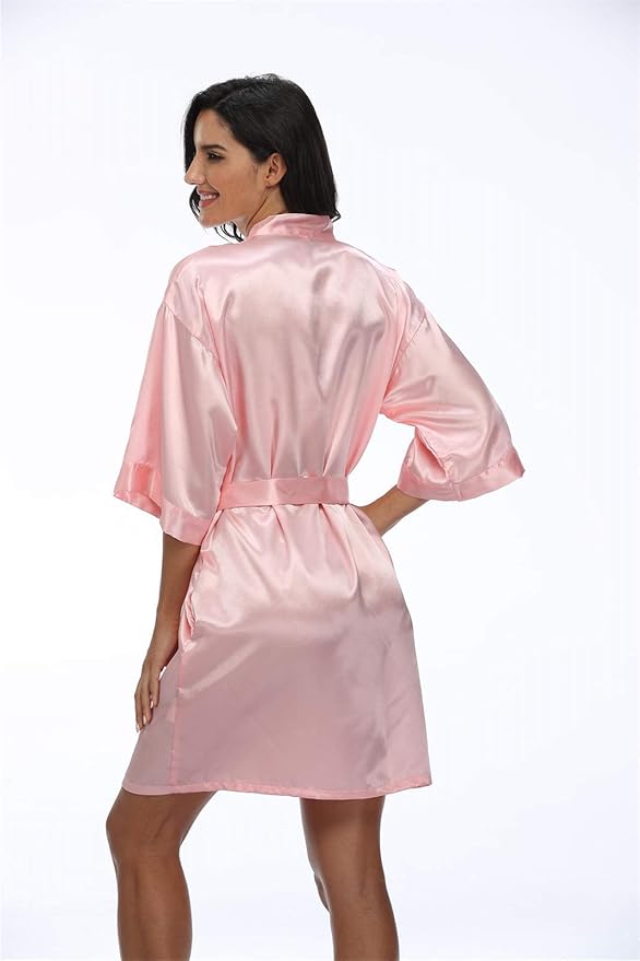 Women's Pure Short Silky Robes Bridesmaid Bride Party Satin Robes Sleepwear