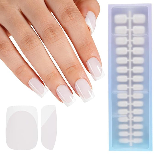 Misssixnails White French Gel Nail Tips, 150Pcs Soft Gel French Tip Press on Nails, Short Square Pre-shaped False Nails, No Need to File Fake Nails for Nail Art DIY