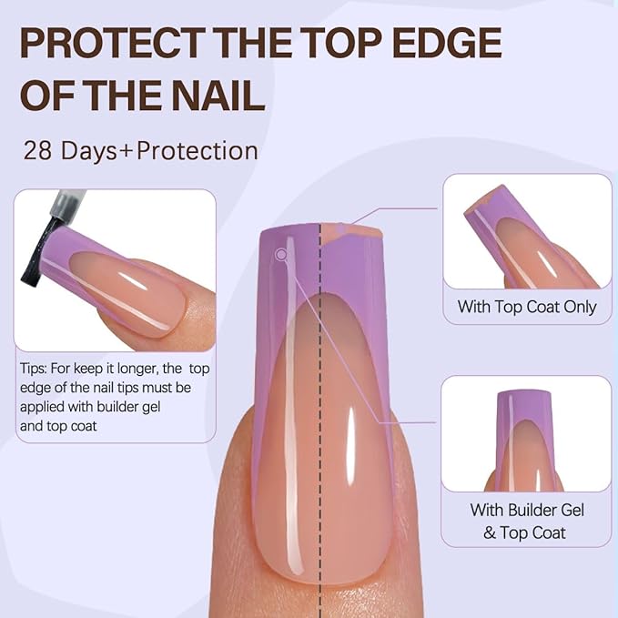 Misssix XBASICTIPS French Gel Nail Tips, 150Pcs Soft Gel French Tip Press on Nails, Long Square Pre-Shaped Fake Nails, No Need to File for Art DIY 15 Sizes