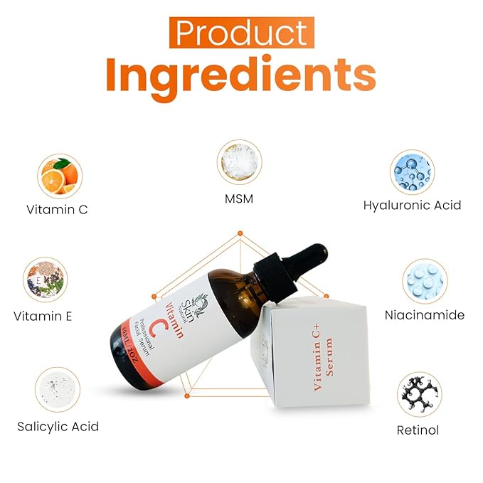 Vitamin C Serum for Face with Hyaluronic Acid & Vit E - Brightening Vitamin C Face Serum for Dark Spots & Anti Aging Facial Care - Natural Facial Serums for All Skin Types - 2 fl. oz