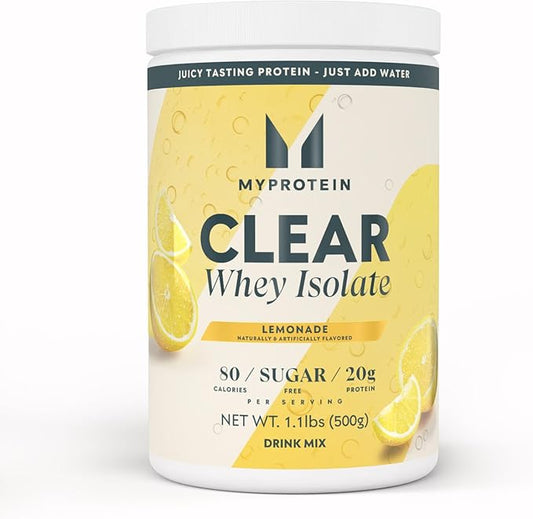 Myprotein Clear Whey Isolate Protein Powder, 1.1 Lb (20 Servings) Lemonade, 20g Protein per Serving, Naturally Flavored Drink Mix, Daily Protein Intake for Superior Performance