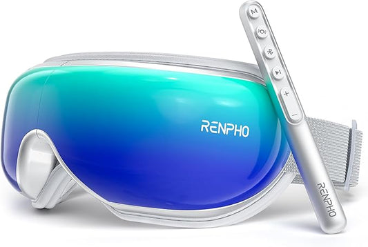 RENPHO Eye Massager, Eyeris1 Heated Massage Sleep Mask with Remote, Compression, Bluetooth, Migraine Massager for Strain Relief, Reduce Stye Eye, Improve Sleep, Birthday Gifts