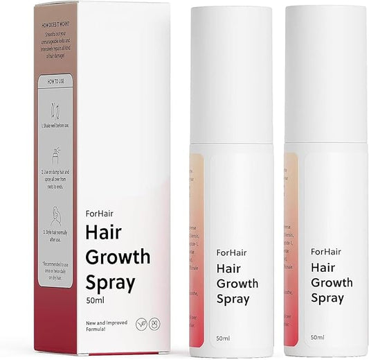 Hair Growth Spray for Men & Women – Natural Hair Thickening & Strengthening Treatment, Non-Greasy Scalp Spray with Herbal Extracts, Nourishes Roots & Reduces Hair Thinning – 50ml（2pcs）