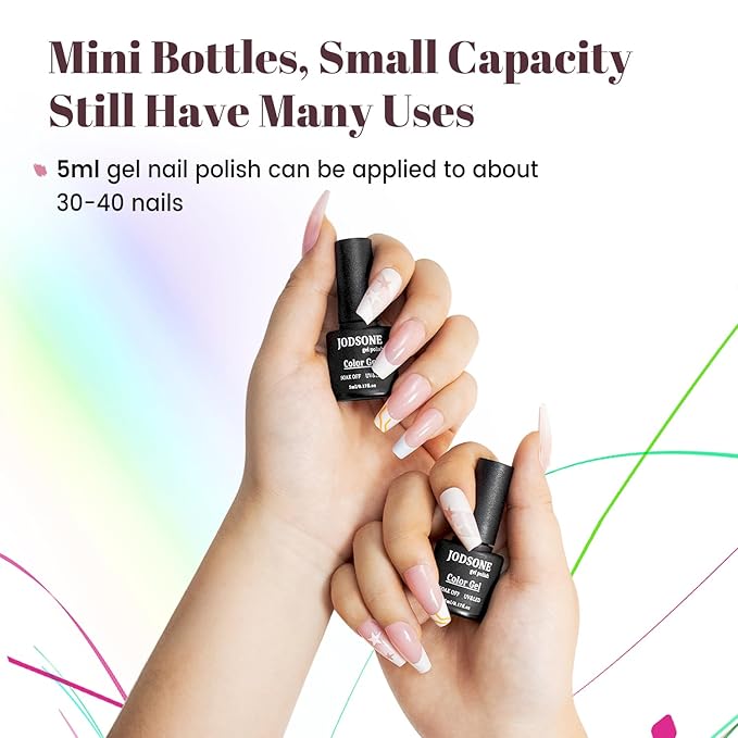 JODSONE 36 PCS Gel Nail Polish Set-32 Colors Gel Polish Kit Base Coat Glossy Matte and Glitter Top Coat Nail Polish Set Green Blue Red Pink Collection Gifts for Women