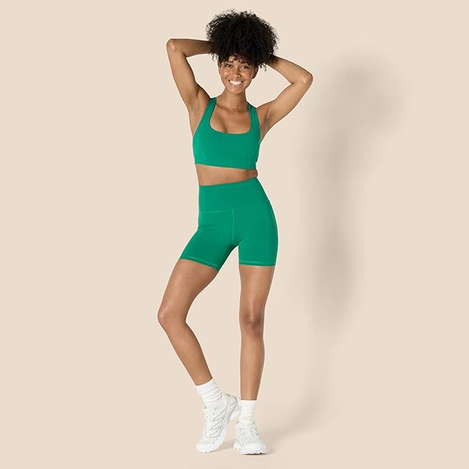 Amazon Essentials Women's Active FormFlex Buttery Soft Light Support Square Neck Racerback Sports Bra