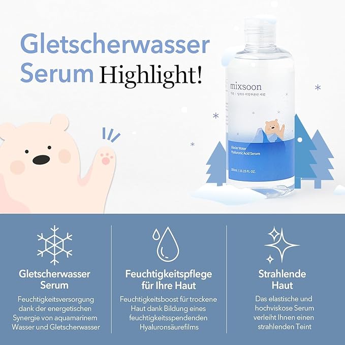 mixsoon Glacier Water Hyaluronic Acid Serum - Non-greasy Hydration Booster, Firming Facial Serum For Radiant, Dewy Skin - Korean Serum for Glass Skin (10.14 fl.oz / 300ml)