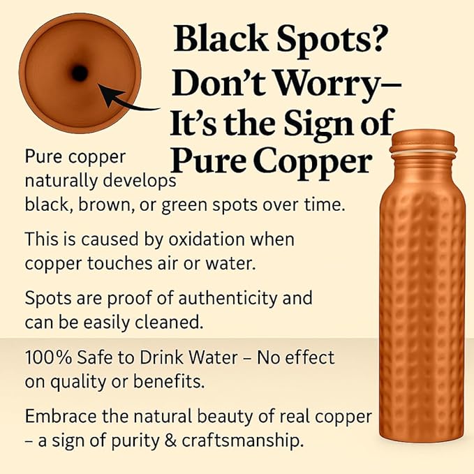 Dr's Choice; By Copperking Copper Water Bottle for Drinking 32 Oz | Ayurvedic-Inspired, Hammered Design, Eco-Friendly, Men and Women For Yoga & Fitness Use (Hammered)