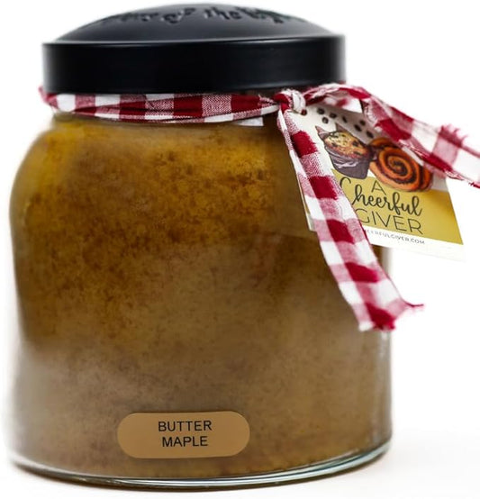 A Cheerful Giver - Butter Maple - 34oz Papa Scented Candle Jar with Lid - Keepers of the Light - 155 Hours of Burn Time, Gift for Women, Brown