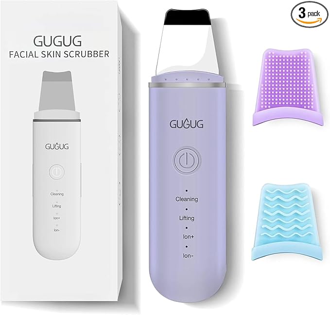 GUGUG Skin Scrubber Face Spatula, 4 Modes Skin Spatula Blackhead Remover Pore Cleaner-Purple