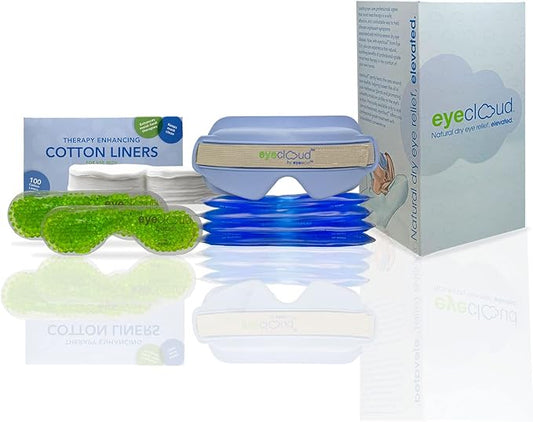 Eye Eco Eyecloud Kit - Blue - Moist Heat & Cold Therapy Home Eye Mask Kit with Moisture-Locking Technology for Soothing Dry Eyes