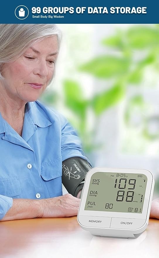 Arm Blood Pressure Monitor for Home Use ，23cm~47cm Adjustable Cuff, with 99 Memory Storage, High Accuracy Upper Arm Machine, 4.5Inch Large Screen，Voice Guidance Blood Pressure Machine