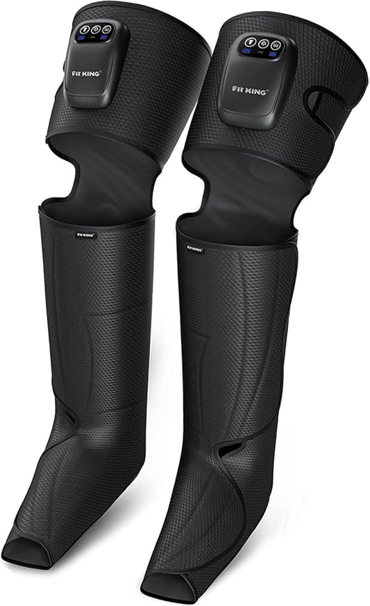FIT KING Cordless Compression Boots Full Leg Compression Massager, Rechargeable Portable Foot and Calf Massager for Circulation, Pain Relief & Fast Recovery, No External Long Hoses | Xmas Gift