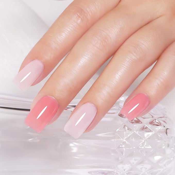 10ml Hema Free Gel Nail Polish Set, 6 Colors Transparent Jelly Gel Polish Kit Sheer Nude Milky White Pink Beige Coral Gift for Art DIY and Salon