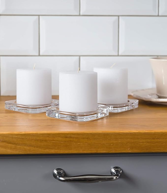 Melt Candle Pillar Candles, 3 Pack - Unscented Candles for Home, Church, Weddings, & More - 3" x 3", White