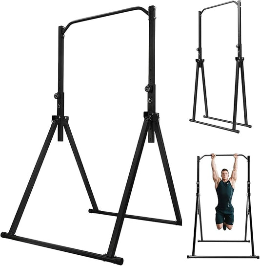Pull Up Dip Station Foldable Pull Up Bar 5.74-7.55ft Height Adjustable Free Standing Workout Equipment Strength Training Machine for Gyms, Up to 440lbs
