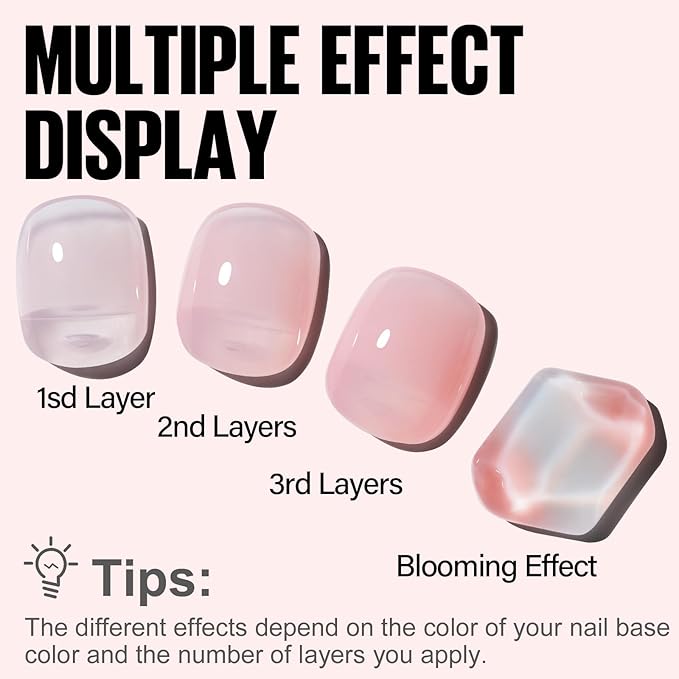 TOMICCA Pink Gel Nail Polish, Light Milky Pink, Quick Dry, Soak Off UV, Long Lasting Nude Nail Art Manicure Home DIY