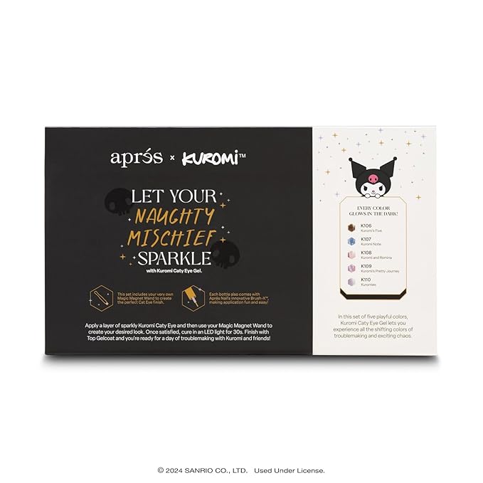 APRÉS x Kuromi™ Caty Eye Gel Color Magnetic Gel Nail Polish, Set of 5 10ml