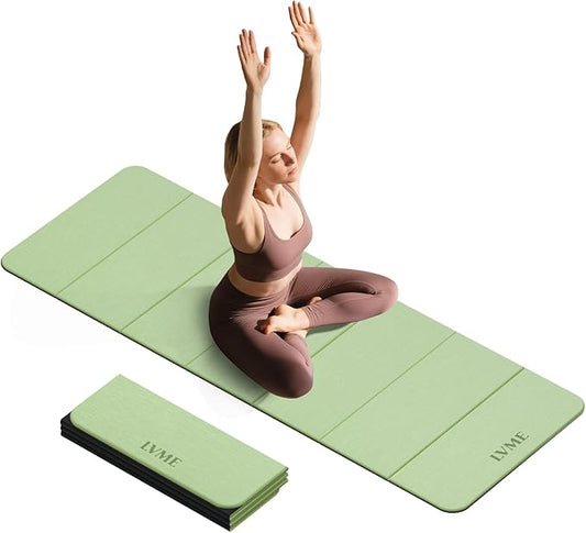 Foldable Yoga Mat, 0.32 inches Thick, SGS Certified, Non Slip, 71 x 24 inches, Foldable for Travel, Pilates, Camping, Environmental Sports Mat, Odorless TPE Material